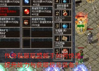 传奇私服联盟新手如何快速提升战力与获取极品装备? 传奇私服联盟新手如何快速提升战力与获取极品装备?