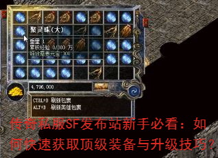 传奇私服SF发布站新手必看:如何快速获取顶级装备与升级技巧? 传奇私服SF发布站新手必看:如何快速获取顶级装备与升级技巧?