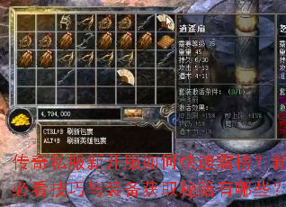 传奇私服新开服如何快速霸榜?新手必看技巧与装备获取秘籍有哪些? 传奇私服新开服如何快速霸榜?新手必看技巧与装备获取秘籍有哪些?