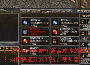 还记得当年网吧里通宵攻沙的激情吗?如何快速升到35级召唤神兽? 还记得当年网吧里通宵攻沙的激情吗?如何快速升到35级召唤神兽?