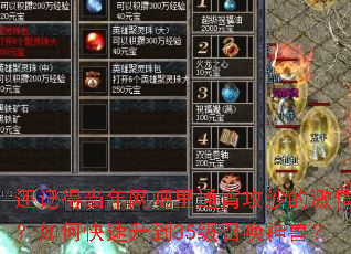 还记得当年网吧里通宵攻沙的激情吗?如何快速升到35级召唤神兽? 还记得当年网吧里通宵攻沙的激情吗?如何快速升到35级召唤神兽?