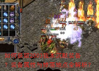如何获取2003我本沉默装备?装备属性与掉落地点全解析? 如何获取2003我本沉默装备?装备属性与掉落地点全解析?