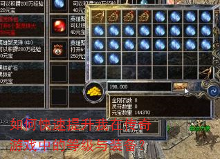 如何快速提升我在传奇游戏中的等级与装备?
